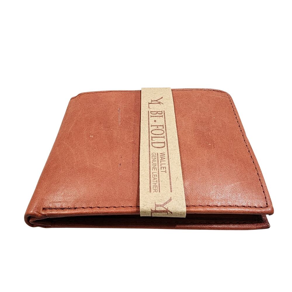 YL Rust Brown Genuine Leather BI-FOLD Mens Wallet Handcrafted Accessory NEW